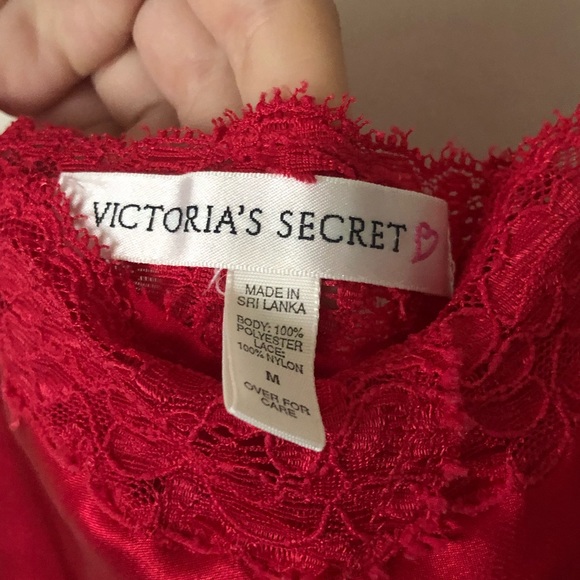 Victoria’s Secret Red Slip Dress w/ Lace Hem - Picture 6 of 6